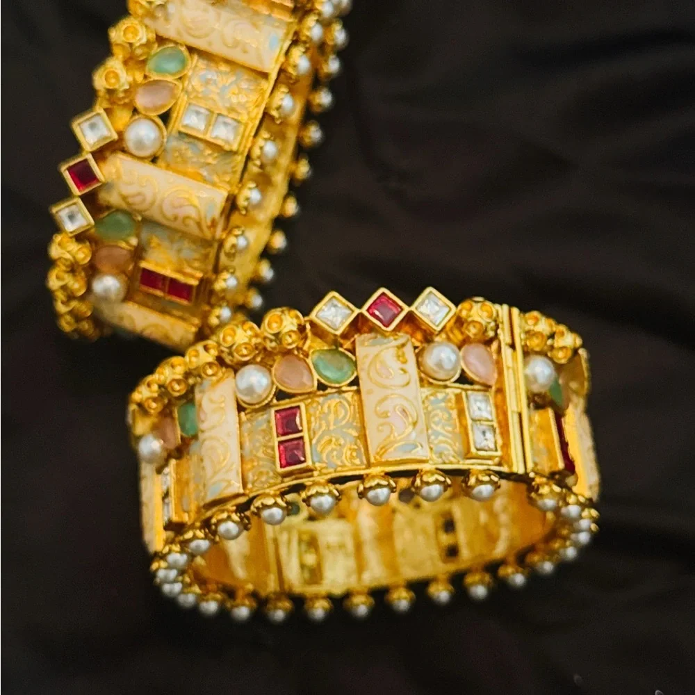 Elegant Gold and Multicolor Bangles - Picture 2 of 4